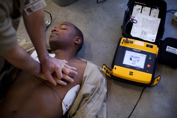 Using a defibrillator to treat SCA