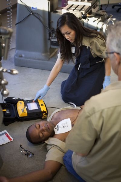 First Responders Treating SCA with a defibrillator